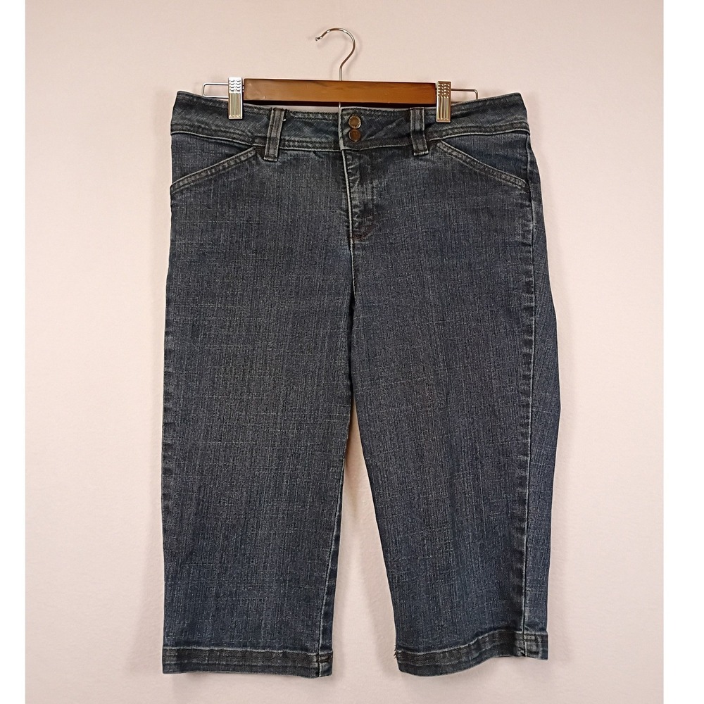Casual Liz Claiborne Womens 10P Blue Slim Power Crop Denim Capri Jeans
